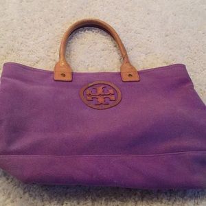 Tory Burch lilac tote. Canvas and leather.